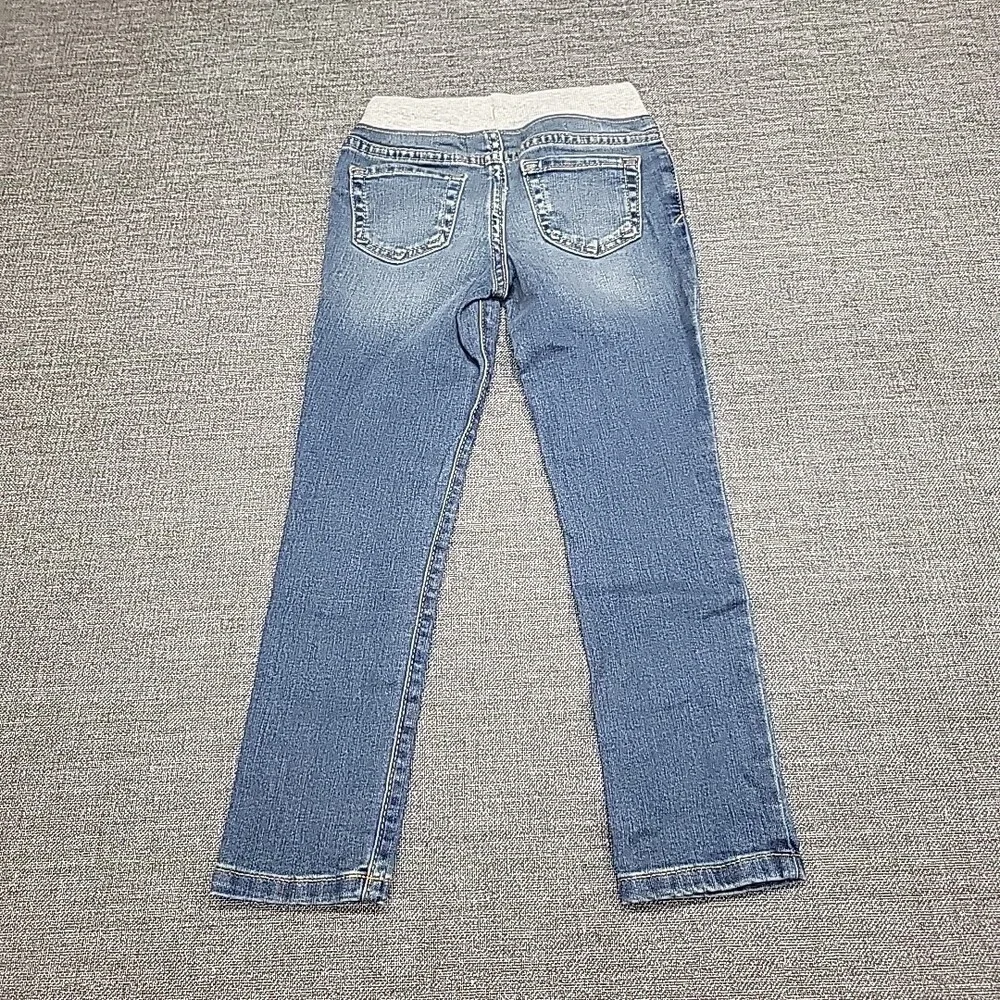 Girls Mid Rise Knit Waist Pull On Skinny Jeans - Cat & Jack Medium Wash Size 4